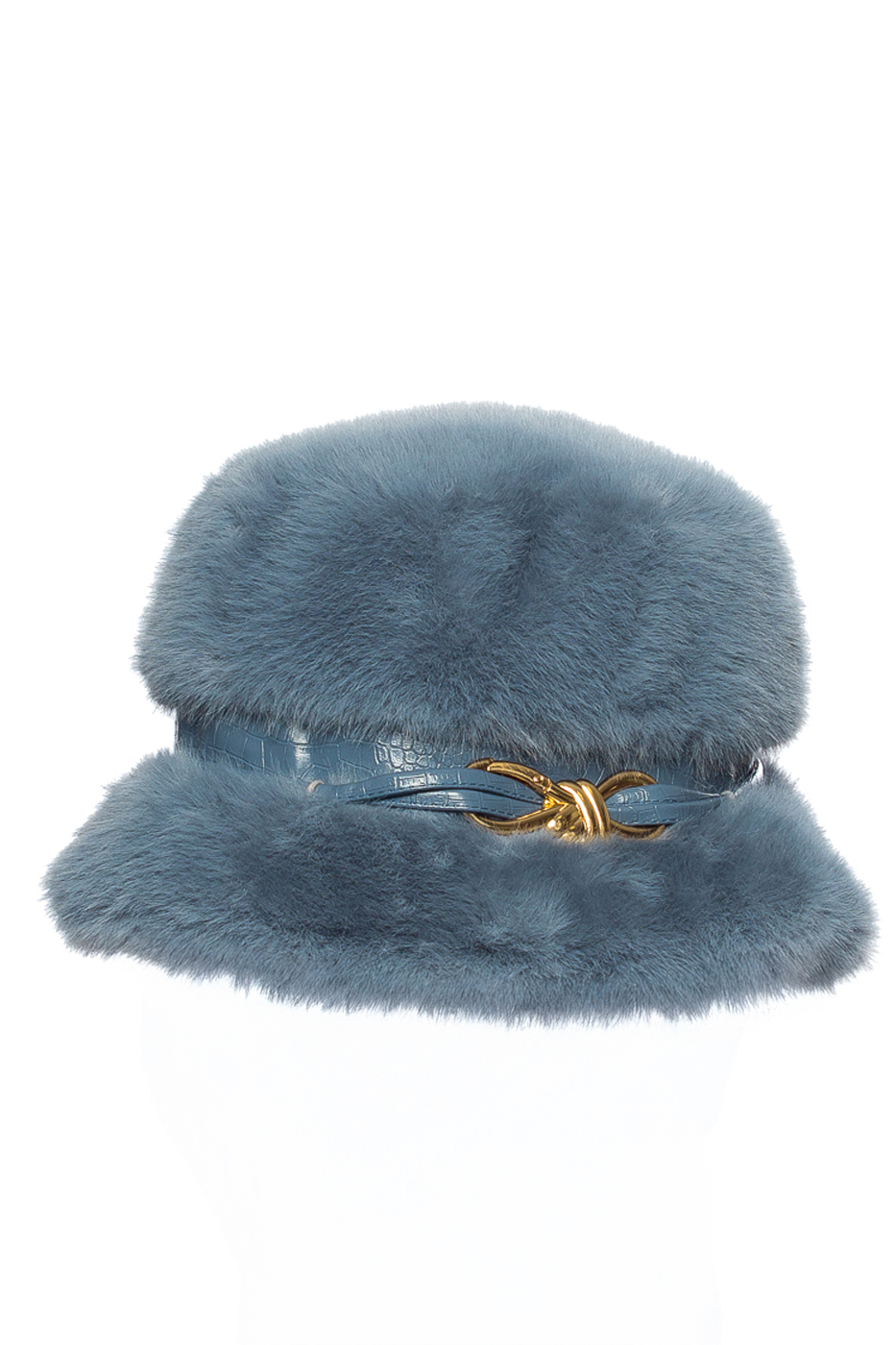 CLOCHE FAKE FUR CON LACCIO ECOPELLE, TG UNICA - LIGHT BLUE